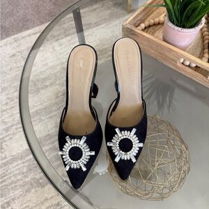 Black Embellished Women's Mules